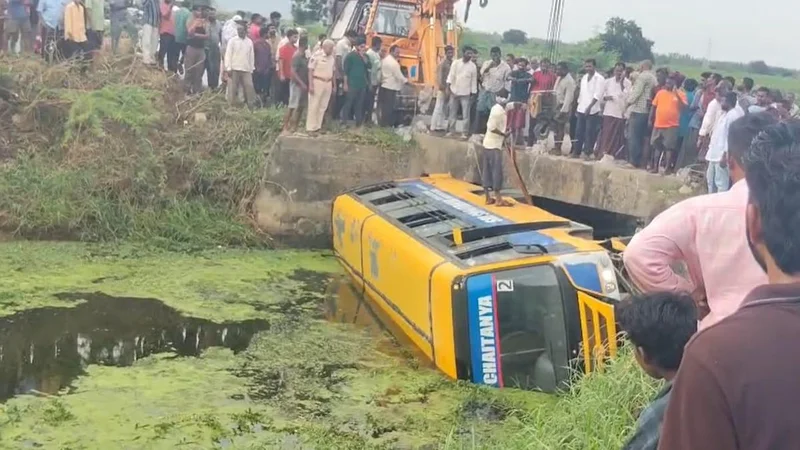 School bus overturns into canal in A.P.’s NTR district, six students injured in accident