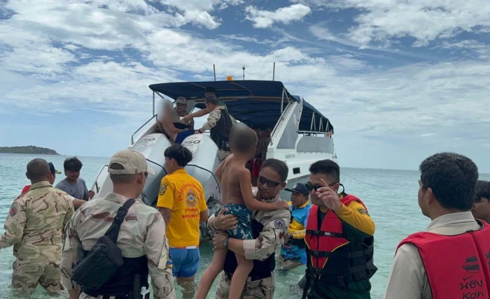 French family rescued after night adrift off Samui