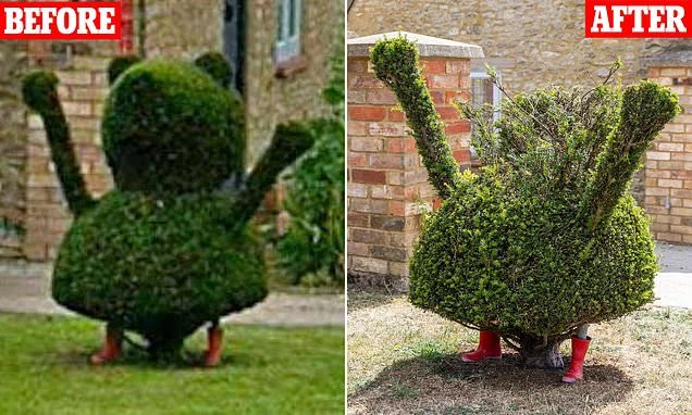 Police hunt vandals who 'beheaded' beloved Peppa Pig topiary sculpture