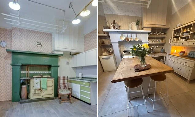 DIY-enthusiast reveals how she transformed her rundown Victorian kitchen into a chic and expensive-looking space for just £2,500 (including making an island from bookshelves!)