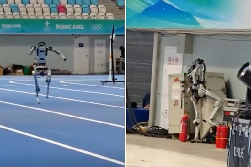 Humanoid robot crashes into wall during chaotic speed test
