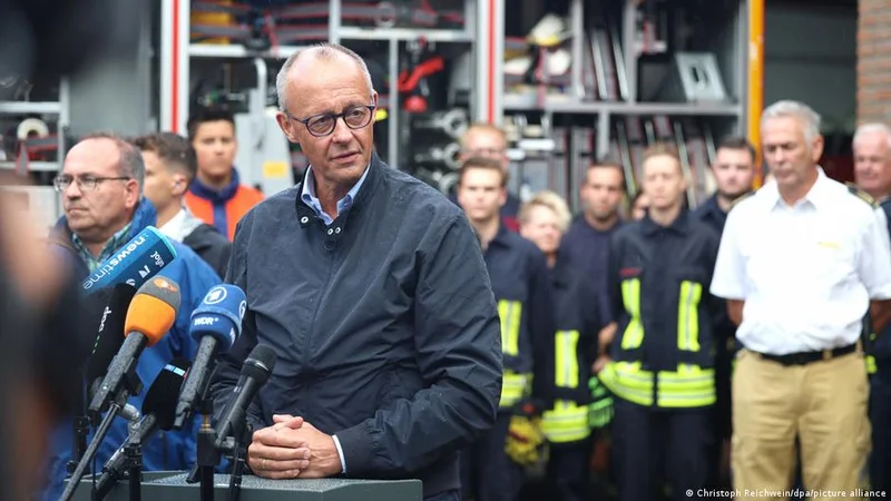 Germany news: Friedrich Merz visits area struck by fires