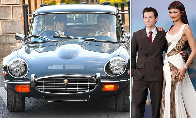 Zendaya and Tom Holland take a drive around south London in their 'wedding gift' 1970 Jaguar E-type just days after throwing star-studded party to celebrate tying the knot