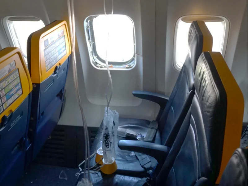 Engine debris shattered Ryanair window, pulling passenger out, NTSB says