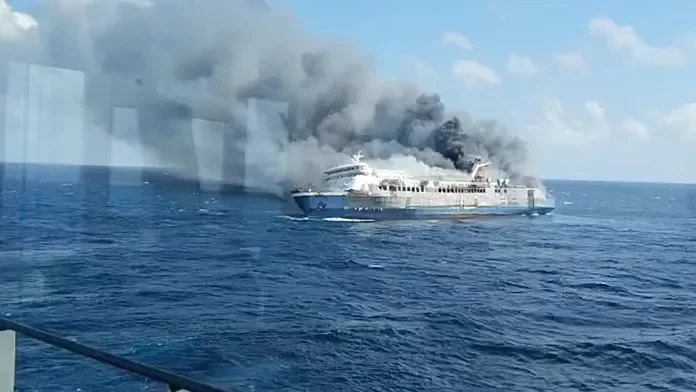 At least five dead and 41 missing after an Indonesian ferry caught fire at sea