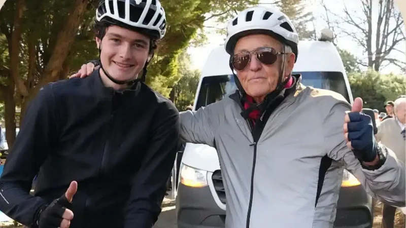 Australian man, 82, and grandson cycle 5,300km for motor neurone disease support