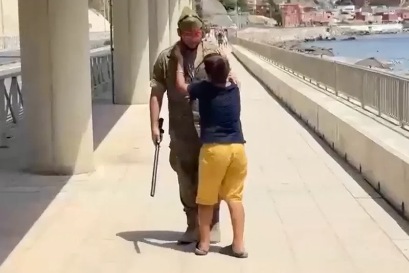 Crying boy pleads with Spanish soldiers in Ceuta not to send him back to Morocco