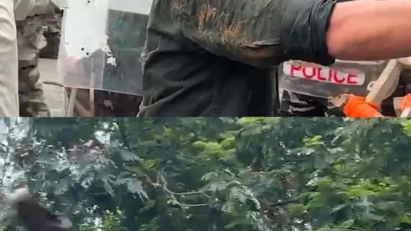Watch: Protestors refuse to step back; Police resort to lathicharge
