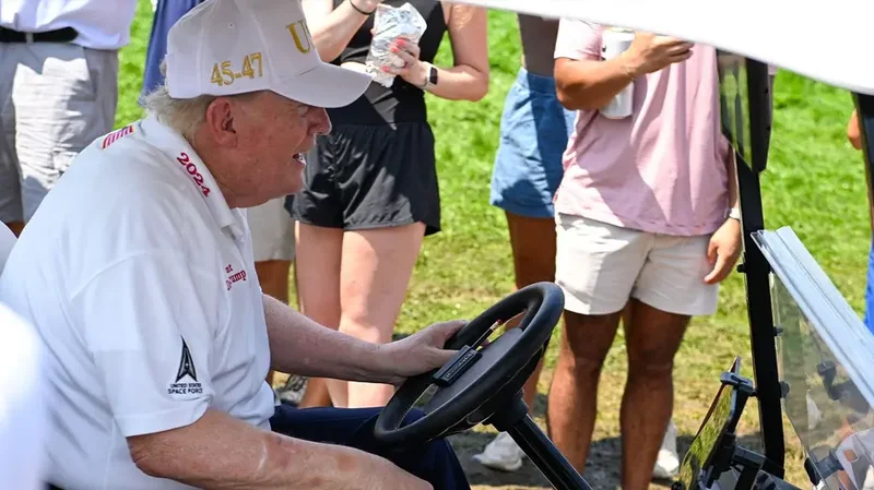 President Trump receives big cheers from spectators during LIV Golf event at his New Jersey club