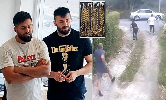 Moment thieves flee with £60,000 gold chains before launching vicious attack on the jeweller who chased them
