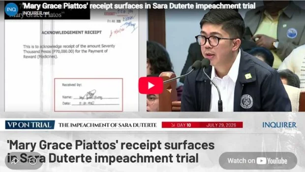 ICYMI:  'Mary Grace Piattos' receipt surfaces in Sara Duterte impeachment trial
