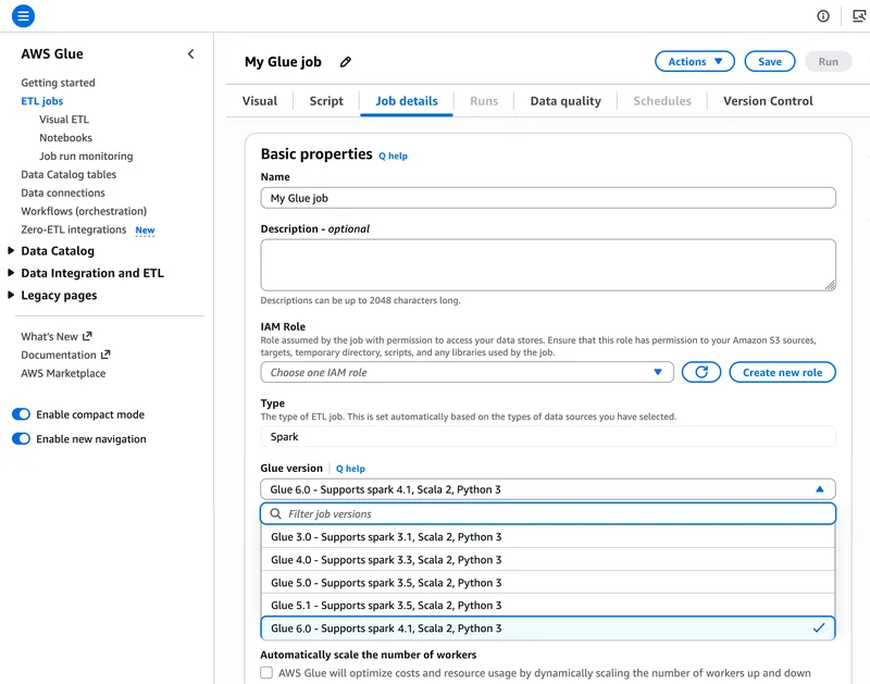 AWS Glue 6.0 now available with 30% lower price and full Apache Iceberg v3 support