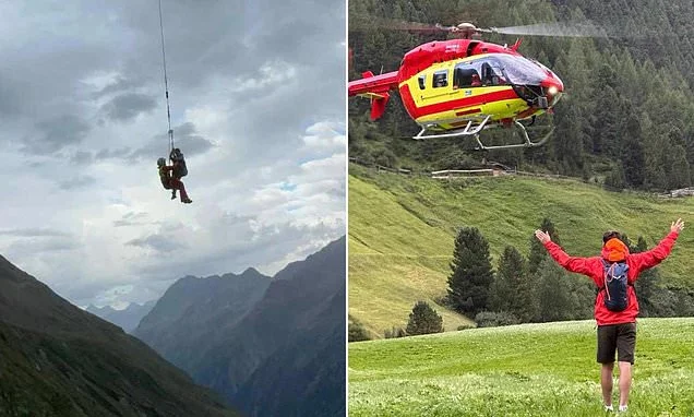 36 amateur hikers, including nine Brits and babies in prams, are rescued by chopper in Alps after getting stuck 2,300m up, 18 inches from sheer drop