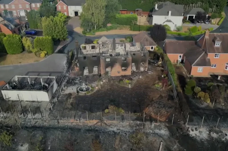 Houses lay gutted as Stourbridge aerial footage shows full devastation of fire