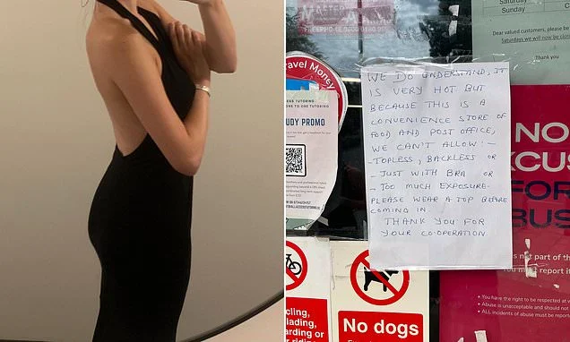 Shopper is banned from wearing backless dress to a Post Office after owner warned they 'can't allow too much exposure' in store