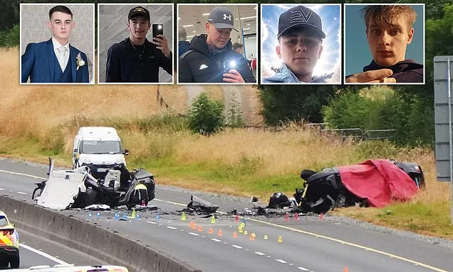 Sisters and boy, seven, were on their way to Dublin Airport for wedding in Britain when BMW carrying 'masked teens' ploughed into them head on - killing all five