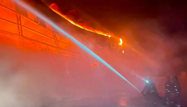 Food warehouse catches fire in Dnipro suburb after enemy drone attack