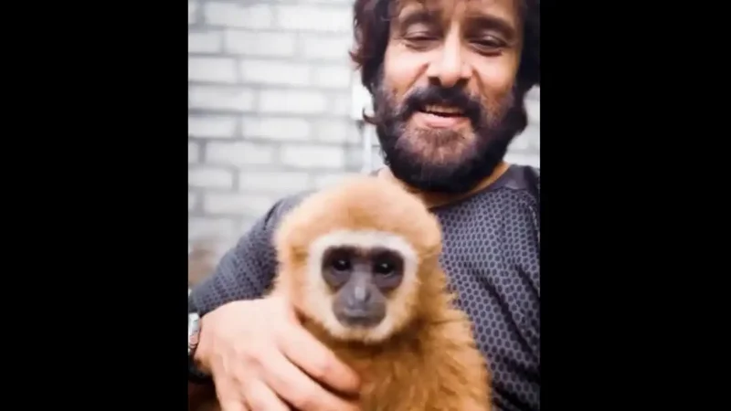 Actor Vikram flaunts lar gibbon; conservationists raise red flag