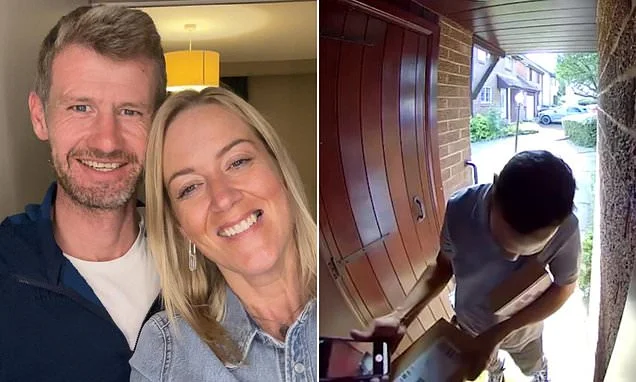 Moment Evri delivery driver STANDS on parcel to make it fit through letter box