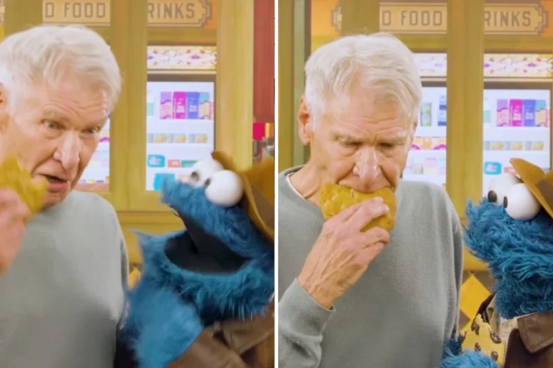 Harrison Ford and Cookie Monster team up to sing Indiana Jones theme tune