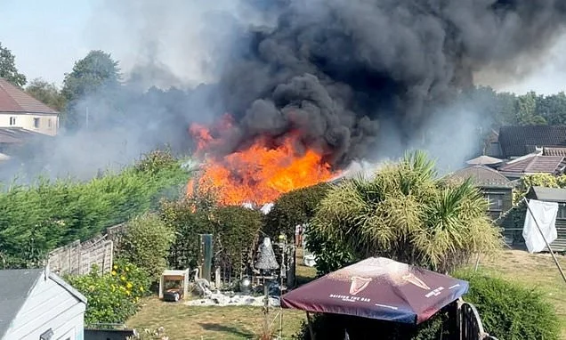 Fire rips through six gardens with sheds and hedges ablaze - after huge wildfire destroyed six homes in Welsh town