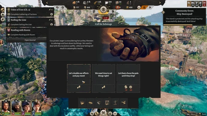 All of the pirates in Hooded Horse city builder Corsair Cove hate me because I can't make them eyepatches fast enough