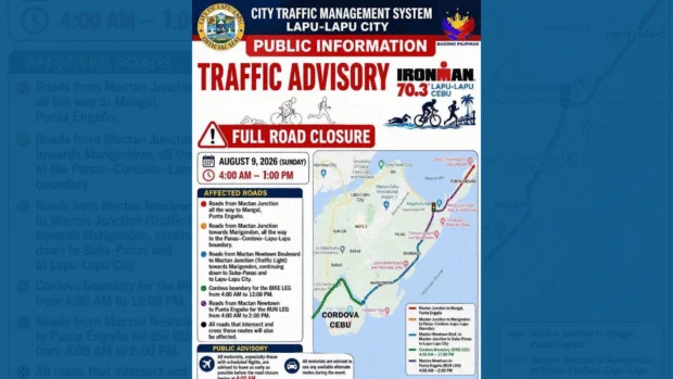 Ironman 70.3 on August 9: Which Cebu roads will be closed?