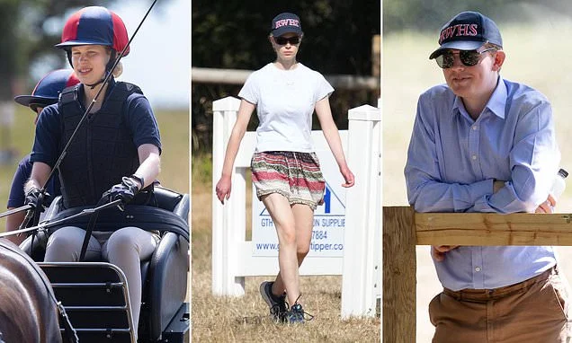 Lady Louise Windsor, 22, is supported by her boyfriend Felix da Silva-Clamp as she competes in a carriage driving competition in West Sussex