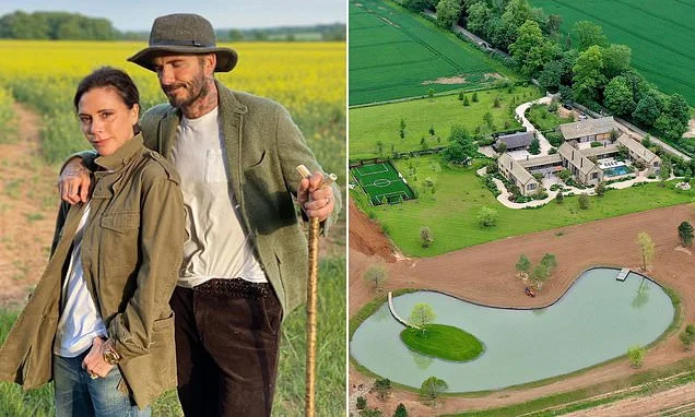 Beckhams win battle for 'Blackpool illuminations', hot tub and firepit at their £6.15M Cotswolds home despite objections from Nimby neighbour (who lives 9,000 miles away in Australia)