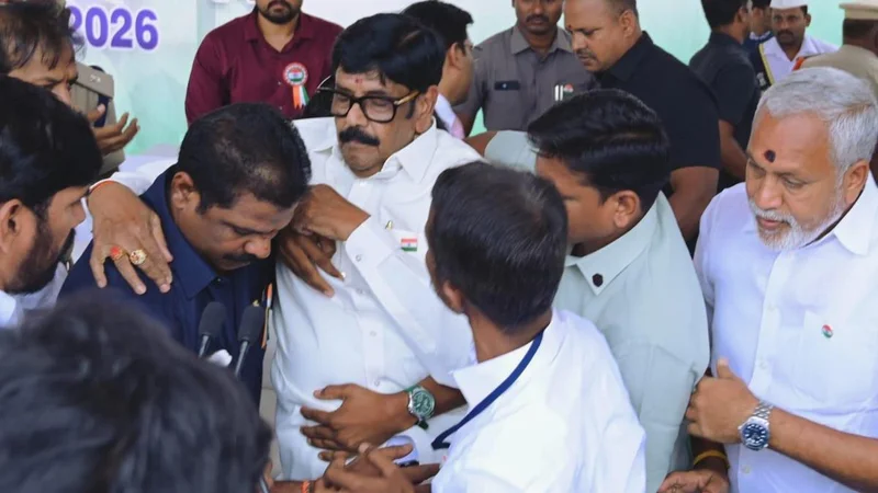 A.P. Minister Anam Ramanarayana Reddy faints after hosting the Tricolour in Tirupati