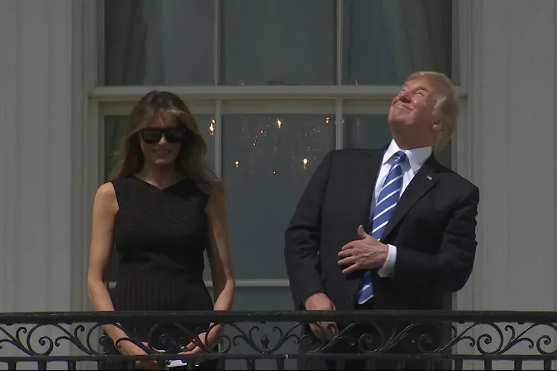 White House gets in the eclipse spirit by sharing iconic picture of Trump ignoring safety warnings