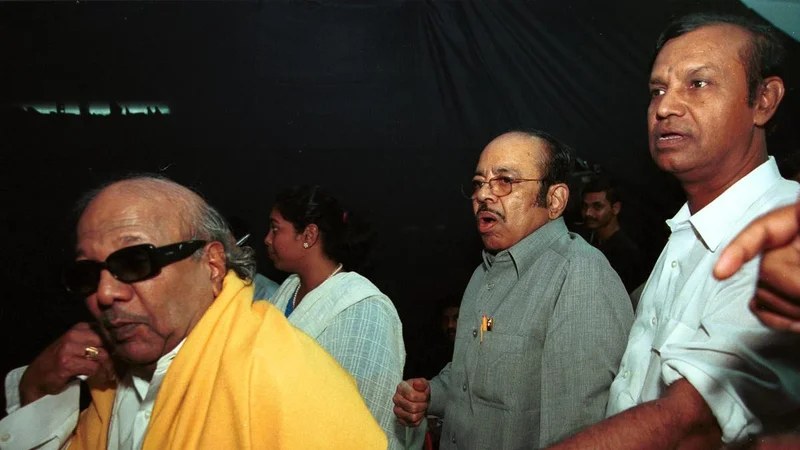 When five DMK men were killed in police firing at Chennai’s Marina Beach after Karunanidhi’s arrest in 2001