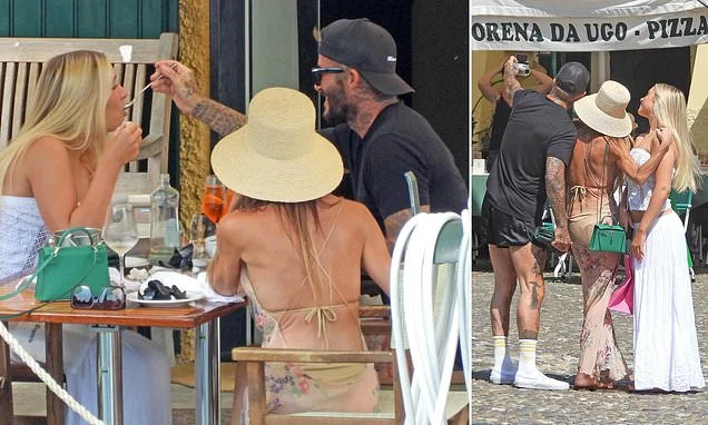 David and Victoria Beckham show  close bond with daughter Harper as they snap selfies together and grab ice cream in Portofino on family holiday