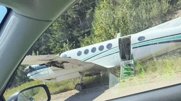 Plane crashes into pickup truck during emergency landing in Prince George, B.C.