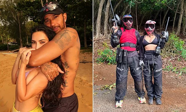 Lewis Hamilton cuddles up to bikini-clad girlfriend Kim Kardashian as he flaunts their relationship in first main Instagram post