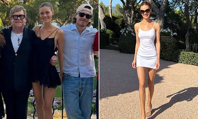Brooklyn Beckham and Nicola Peltz relax at his godfather Elton John's £15million villa in Nice - after narrowly missing his estranged parents by minutes in St Tropez