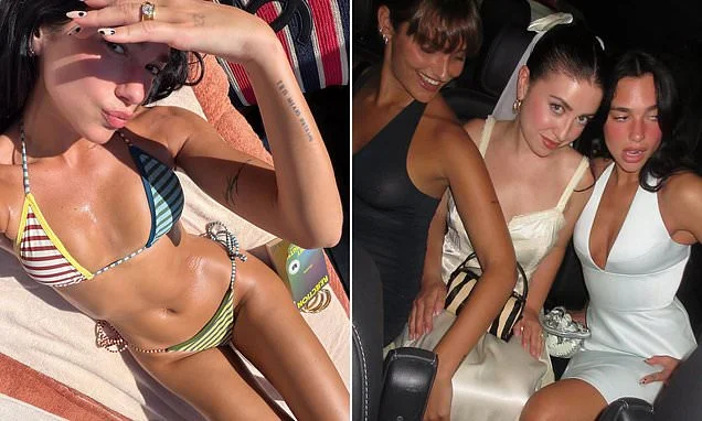 Dua Lipa shows off her incredible figure in a triangle bikini as she enjoys fun-filled girls' trip for close pal's hen do in Portofino