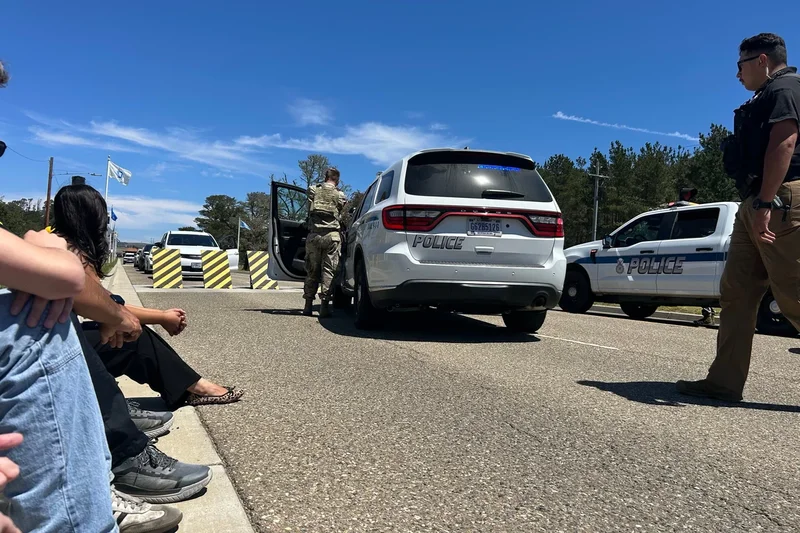 Reporters and military members held at gunpoint at Space Force base in California