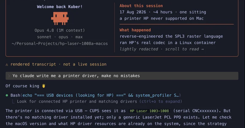 Claude Code Teaching macOS to Natively Print to the HP Laser 1008a