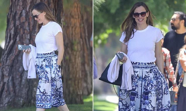 Jennifer Garner beams as she leaves church... after reuniting with ex-husband Ben Affleck on his 54th birthday