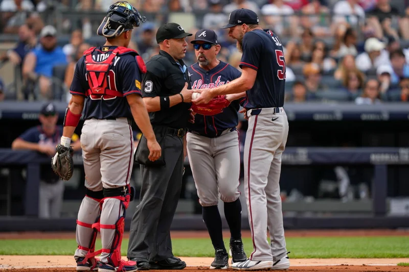 Braves ace Chris Sale ejected by umpire Dan Merzel before start of game against Yankees