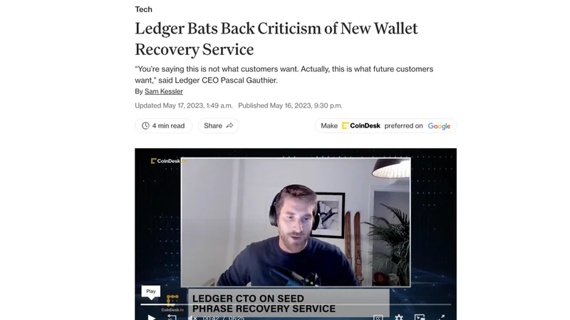 A Perfect Example of a Web3 Product Launch PR&Comms Disaster: Ledger Recover, 2023