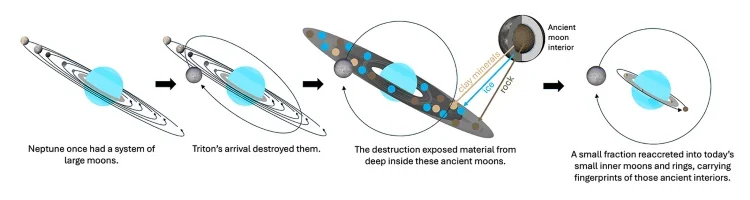 Smashed Ice Worlds Formed Neptune's Inner Moons and Rings