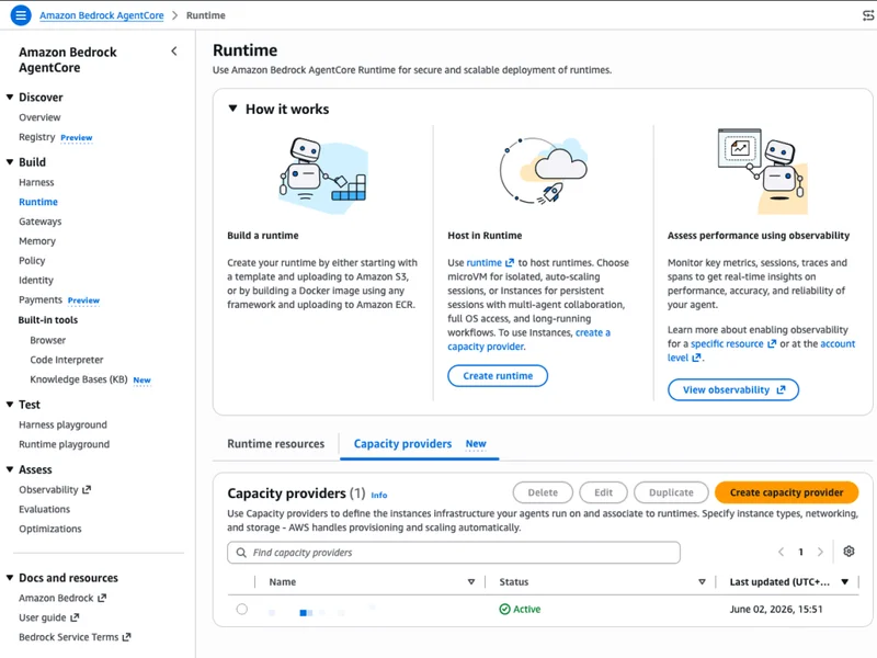 Runtime instances: persistent compute for production AI agents on Amazon Bedrock AgentCore