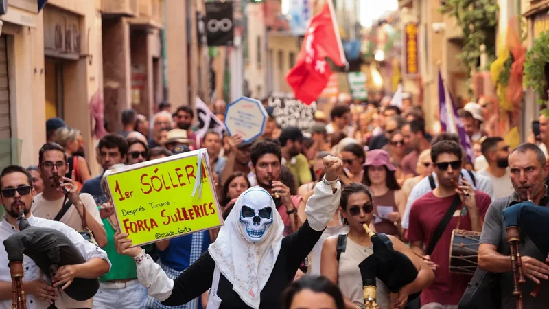 Hundreds of anti-tourism Spanish protesters march in Mallorca’s Soller