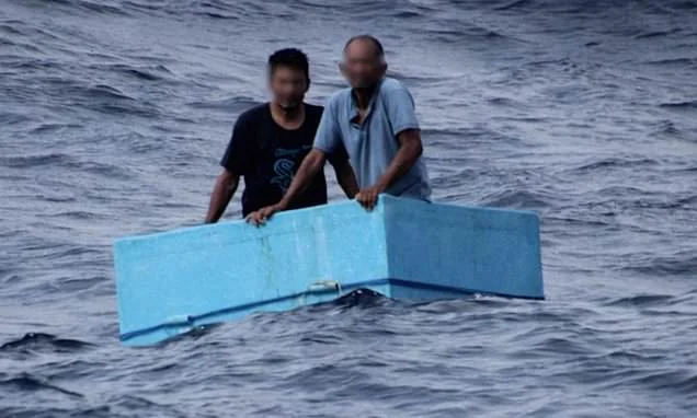 Two fishermen rescued from Pacific after clinging onto cool box with no food or water for five days