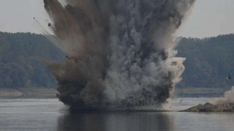Romanian navy blasts riverbed to protect nuclear plant