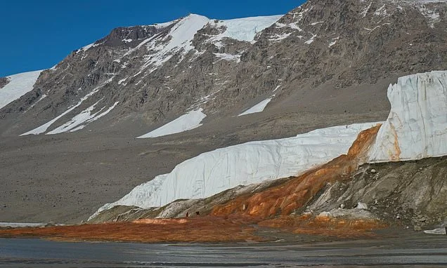 The horrifying truth behind Antarctica's 'Blood Falls': Scientists discover the striking red waterfall is teeming with ancient sea creatures trapped beneath the ice
