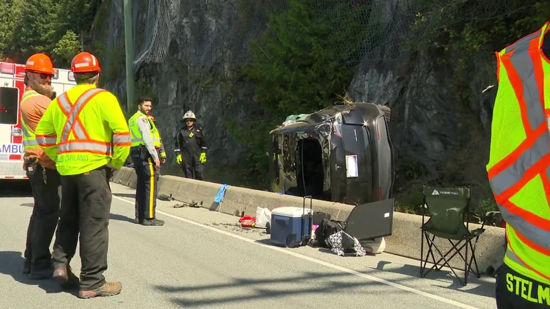 Tesla crash shuts down Sea-to-Sky Highway northbound for a few hours