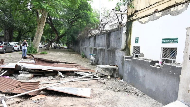Unauthorised structures outside Pakistan High Commission pulled down in Delhi